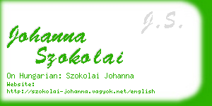 johanna szokolai business card